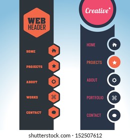 Vector Vertical Header Web Menu Design