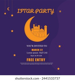 vector vertical iftar fiesta plantilla de invitación con luna