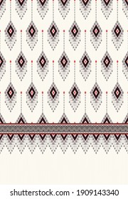 Vector vertical ikat geometric traditional style with beige tone color seamless pattern and line texture background. Use for fabric, textile, decoration elements.