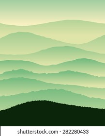 Vector Vertical Illustration Green Hills Stock Vector (Royalty Free ...