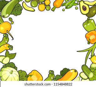 Vector vertical illustration with ripe vegetables poster brochure on white background about healthy food stylized logos spoon and fork for restaurant or cafe