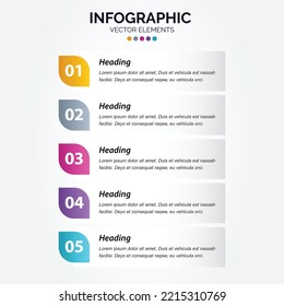 Vector Vertical Infographic arrow design with 5 options or steps. Vertical Infographic for business concept. 