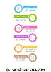 Vector vertical infographic circular diagram, template for business, presentations, web design. Timeline circle infographic template with 6 options or steps. Eps10 Vector