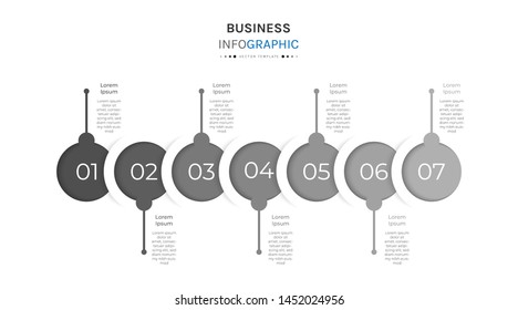 Vector vertical infographic circular diagram, template for business, presentations, web design. Timeline circle infographic template with 7 options or steps. Eps10 Vector