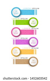 Vector vertical infographic circular diagram, template for business, presentations, web design. Timeline circle infographic template with 6 options or steps. Eps10 Vector