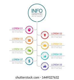 Vector vertical infographic diagram, template for business, presentations, web design, 8 options.