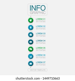 Vector vertical infographic diagram, template for business, presentations, web design, 7 options.