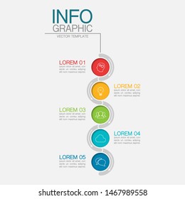 Vector vertical infographic diagram, template for business, presentations, web design, 5 options.