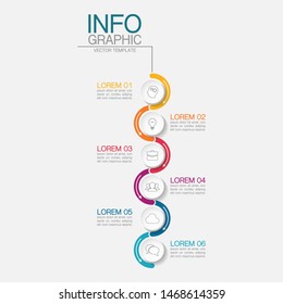 Vector vertical infographic diagram, template for business, presentations, web design, 6 options.