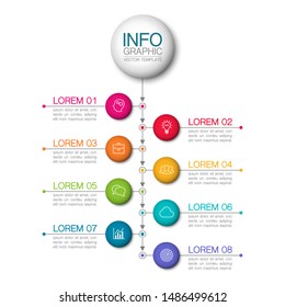 Vector Vertical Infographic Diagram, Template For Business, Presentations, Web Design, 8 Options.