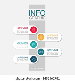 Vector Vertical Infographic Diagram, Template For Business, Presentations, Web Design, 5 Options.