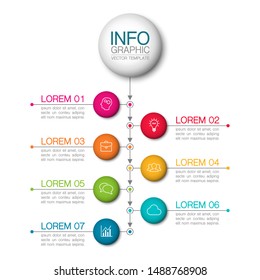 Vector vertical infographic diagram, template for business, presentations, web design, 7 options.