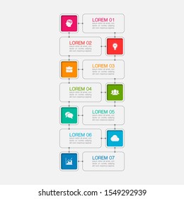 Vector vertical infographic diagram, template for business, presentations, web design, 7 options.