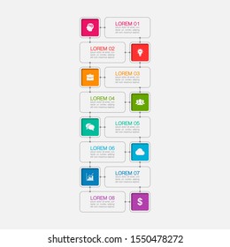 Vector Vertical Infographic Diagram, Template For Business, Presentations, Web Design, 8 Options.