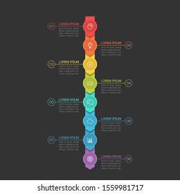 Vector Vertical Infographic Diagram, Template For Business, Presentations, Web Design, 8 Options.