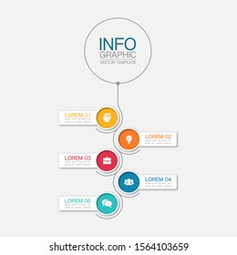 Vector vertical infographic diagram, template for business, presentations, web design, 5 options.
