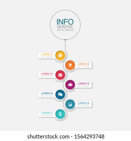 Vector vertical infographic diagram, template for business, presentations, web design, 7 options.