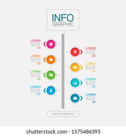 Vector Vertical Infographic Diagram, Template For Business, Presentations, Web Design, 8 Options.