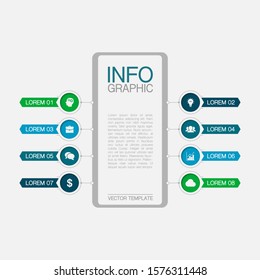Vector vertical infographic diagram, template for business, presentations, web design, 8 options.