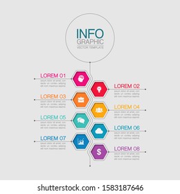 Vector vertical infographic diagram, template for business, presentations, web design, 8 options.