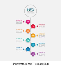 Vector Vertical Infographic Diagram, Template For Business, Presentations, Web Design, 8 Options.