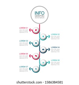 Vector vertical infographic diagram, template for business, presentations, web design, 7 options.