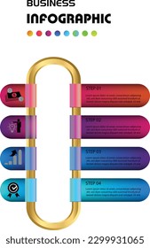 Diagrama de infografía vertical vectorial, plantilla para negocios, presentaciones, diseño web, 4 opciones.