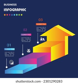 Vertikales Vektorgrafik-Diagramm, Vorlage für Unternehmen, Präsentationen, Webdesign, 3 Optionen.