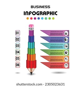 Diagrama de infografía vertical vectorial, plantilla para negocios, presentaciones, diseño web,6 opciones.