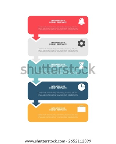 Vector vertical infographic template with business icons. Five steps or processes infographic layout