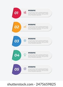 Vector vertical infographic template design. 5 options or steps business infographic template design. Can be used for process diagram, presentations, workflow layout, flow chart, steps, banner.