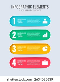 Vector vertical infographic template. Four steps or options with icons and text