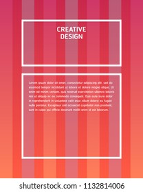 vector vertical lines on orange to red gradient with two rectangle frame background for brochure banner or publication