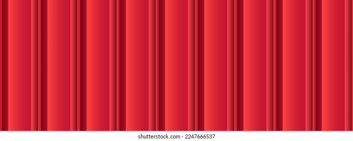 Vector vertical metal corrugated sheet texture. 3d iron grooved plate seamless pattern. Roofing tile sheet horizontal background. Realistic metallic striped fence surface. Industrial line shape wall