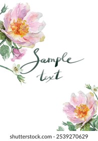 Vector vertical oriented watercolor floral frame background with flowers, leaves. Greeting botanic modern trendy card with roses. Eps 10 For postcards, wedding invitations, save the date, birthday