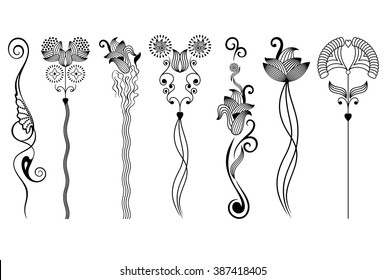 Vector vertical ornament in style art nouveau.