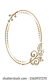 Vector Vertical Oval Dotted Frame With Christmas Decoration.