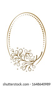 Vector vertical oval dotted frame frame with spring floral decoration