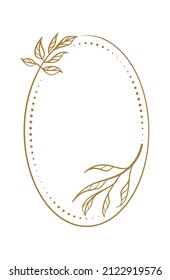 Vector vertical oval dotted frame with floral decoration