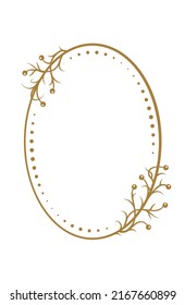Vector vertical oval dotted frame with floral decoration
