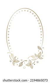 Vector vertical oval dotted frame with autumn leaves decoration