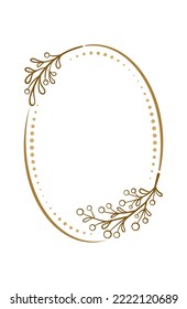 Vector vertical oval dotted frame with Christmas floral decoration