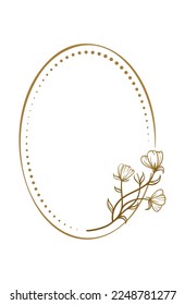 Vector vertical oval dotted frame with floral decoration