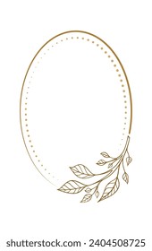 Vector vertical oval dotted frame with floral decoration