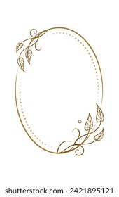 Vector vertical oval frame with ivy leaves decoration