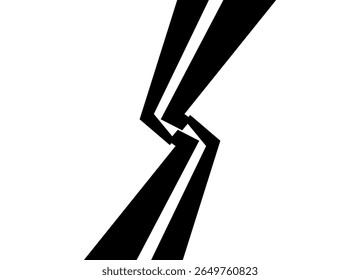 Padrão vertical vetorial de linhas pretas grossas quebradas no plano de fundo branco. Dividindo o elemento de design, Vetor de fundo moderno.