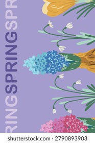 Vector vertical poster or background template with repeated vertical text 