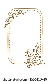 Vector vertical rectangle dotted frame with Christmas decoration.