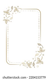 Vector vertical rectangle dotted frame with autumn leaves decoration