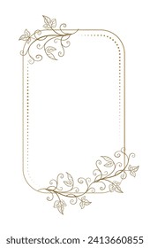 Vector vertical rectangle frame with ivy leaves decoration